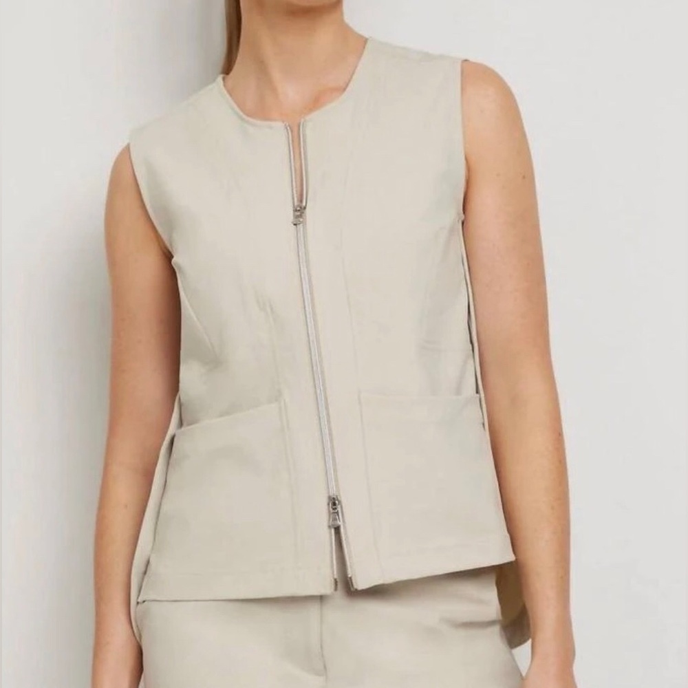 ANATOMIE “ADLEY” Techno Linen Travel Vest in Champagne Beige XS